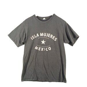 YAZBEK T-shirt Men Size MEDIUM "ISLA MUJERES" Knit Heavyweight Casual Gray